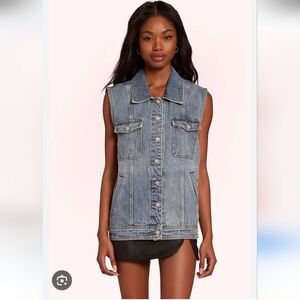 NWT AMANDA UPRICHARD RHINESTONE EMBELLISHED BUTTON GREYSON DENIM VEST